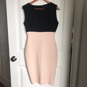 Zara Woman black and pale peach midi dress